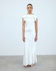 AMANCIA MAXI DRESS IN IVORY SILK SATIN - De La Vali