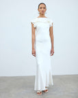 AMANCIA MAXI DRESS IN IVORY SILK SATIN - De La Vali