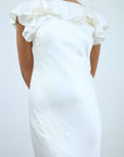 AMANCIA MAXI DRESS IN IVORY SILK SATIN - De La Vali