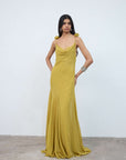 DIA MAXI DRESS IN YELLOW SILK CHIFFON - De La Vali