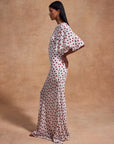 PALOMA MAXI DRESS IN IVORY RED POLKADOT CREPE DE CHINE
