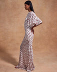 PALOMA MAXI DRESS IN IVORY RED POLKADOT CREPE DE CHINE