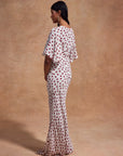 PALOMA MAXI DRESS IN IVORY RED POLKADOT CREPE DE CHINE