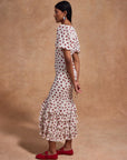 FORTALEZA MIDI DRESS IN IVORY RED POLKADOT CHIFFON