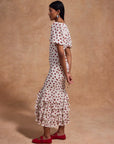 FORTALEZA MIDI DRESS IN IVORY RED POLKADOT CHIFFON
