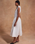 LUSIVA MIDI DRESS IN WHITE COTTON - De La Vali