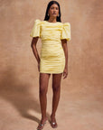 MENCIA MINI DRESS IN SHERBET YELLOW COTTON