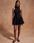 LUSIVA MINI DRESS IN BLACK COTTON - De La Vali