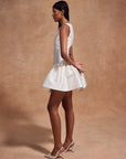 SENTIDO MINI DRESS IN IVORY TWILL