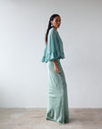 PRECIOSO CAPE IN SEA GREEN SILK CHIFFON