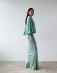 PRECIOSO CAPE IN SEA GREEN SILK CHIFFON - De La Vali