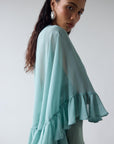 PRECIOSO CAPE IN SEA GREEN SILK CHIFFON - De La Vali