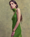 PERSEPHONE MAXI DRESS IN SPRING GREEN LACE - De La Vali