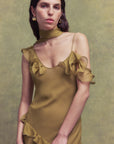 HEMERA MAXI DRESS IN FENNEL SILK CHIFFON