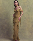 HEMERA MAXI DRESS IN FENNEL SILK CHIFFON