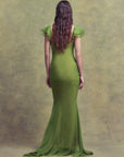 GAIA MAXI DRESS IN FOREST GREEN SILK CHIFFON
