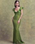 GAIA MAXI DRESS IN FOREST GREEN SILK CHIFFON