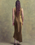 THEBE MIDI DRESS IN FENNEL SILK SATIN