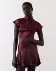 ALIZEE MINI DRESS IN EARTH SILK SATIN - De La Vali