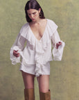 MAYA SHORTS IN WHITE LIGHTWEIGHT COTTON - De La Vali