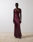 NEMA LONG DRESS IN EARTH SILK SATIN