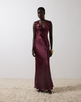 NEMA LONG DRESS IN EARTH SILK SATIN - De La Vali
