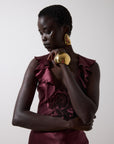 NEMA LONG DRESS IN EARTH SILK SATIN