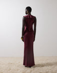 NEMA LONG DRESS IN EARTH SILK SATIN