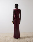 NEMA LONG DRESS IN EARTH SILK SATIN - De La Vali