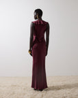 NEMA LONG DRESS IN EARTH SILK SATIN