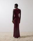 NEMA LONG DRESS IN EARTH SILK SATIN - De La Vali