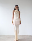 KHAMSIN MAXI DRESS IN CREAM SILK SATIN - De La Vali