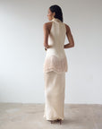 KHAMSIN MAXI DRESS IN CREAM SILK SATIN - De La Vali