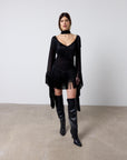 CRISTAL MINI DRESS IN BLACK CHIFFON