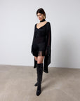 CRISTAL MINI DRESS IN BLACK CHIFFON