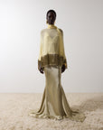 LEVANTO PONCHO IN SAND GEORGETTE CHIFFON