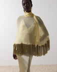 LEVANTO PONCHO IN SAND GEORGETTE CHIFFON - De La Vali