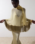 LEVANTO PONCHO IN SAND GEORGETTE CHIFFON - De La Vali