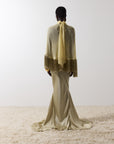 LEVANTO PONCHO IN SAND GEORGETTE CHIFFON