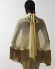 LEVANTO PONCHO IN SAND GEORGETTE CHIFFON