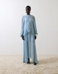 TERRAN MAXI DRESS IN SKY GEORGETTE CHIFFON - De La Vali