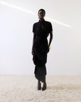 TELLUS MIDI DRESS IN BLACK CHIFFON
