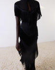 TELLUS MIDI DRESS IN BLACK CHIFFON