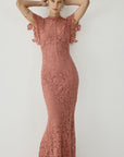 LAIA MAXI DRESS DUSTY ROSE LACE - De La Vali