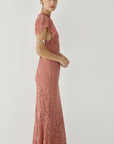 LAIA MAXI DRESS DUSTY ROSE LACE - De La Vali