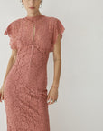 LAIA MAXI DRESS DUSTY ROSE LACE - De La Vali
