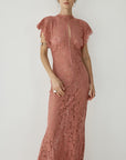 LAIA MAXI DRESS DUSTY ROSE LACE - De La Vali