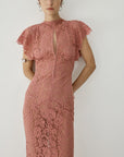 LAIA MAXI DRESS DUSTY ROSE LACE - De La Vali