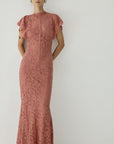 LAIA MAXI DRESS DUSTY ROSE LACE - De La Vali