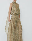 CRUZ MAXI DRESS IN SERPIENTE YELLOW CHIFFON - De La Vali